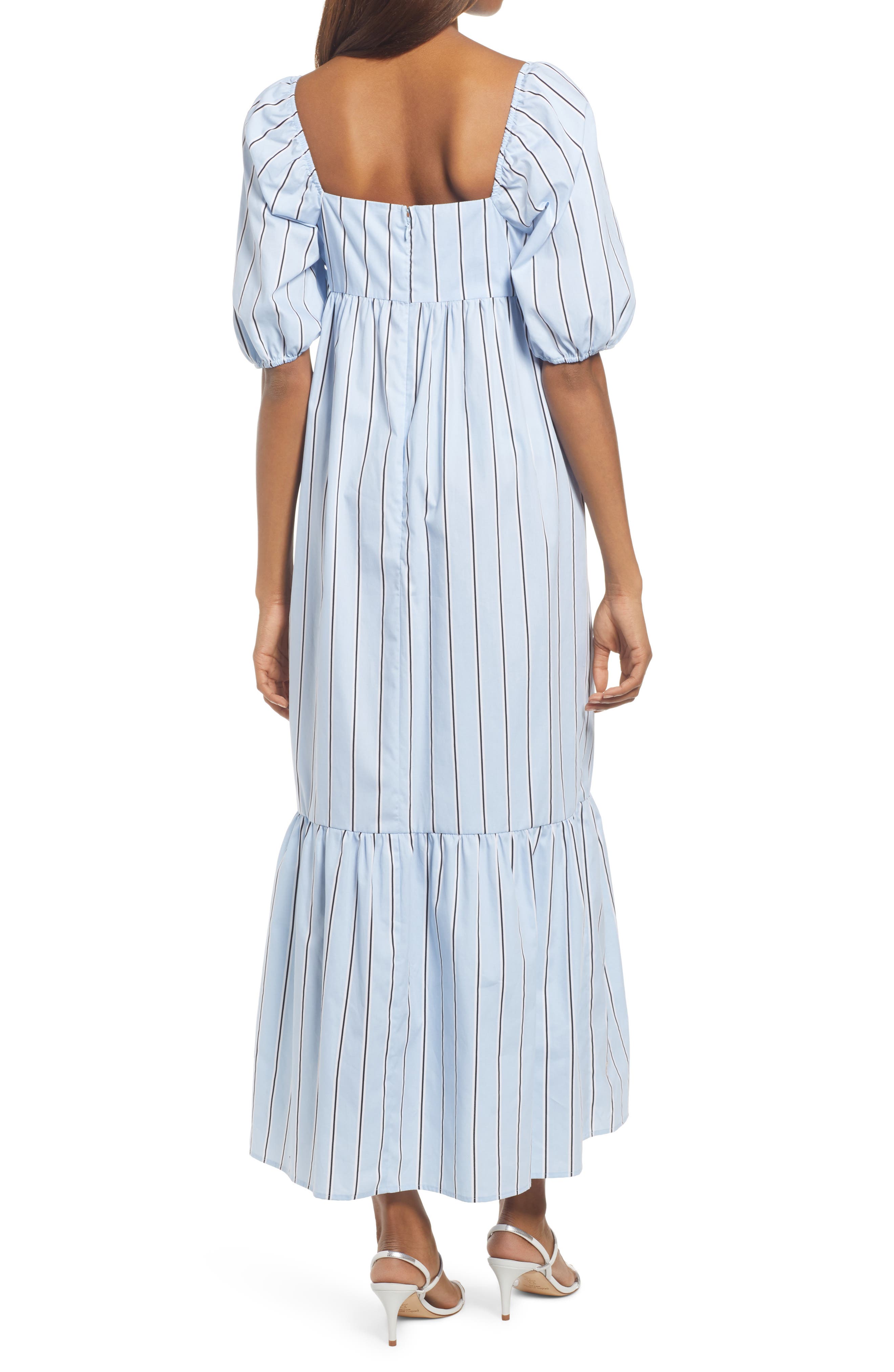Stripe Puff Sleeve Midi Dress | Nordstrom